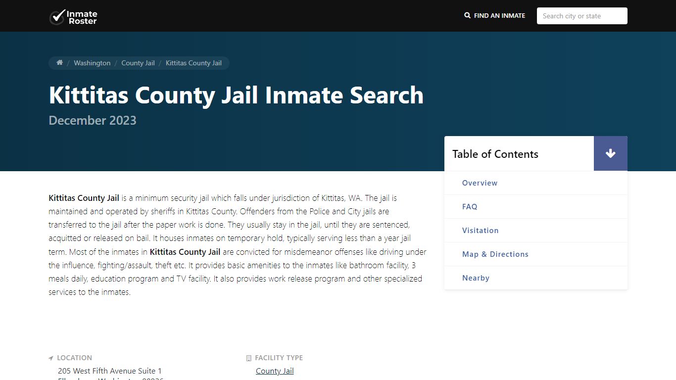 Inmate Search | Kittitas County Jail - Ellensburg, WA