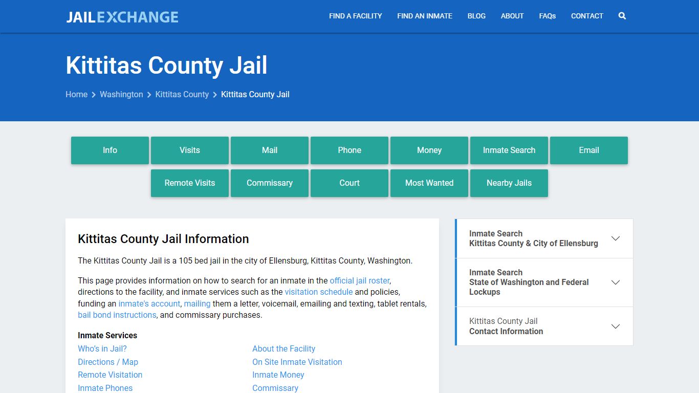 Kittitas County Jail, WA Inmate Search, Information